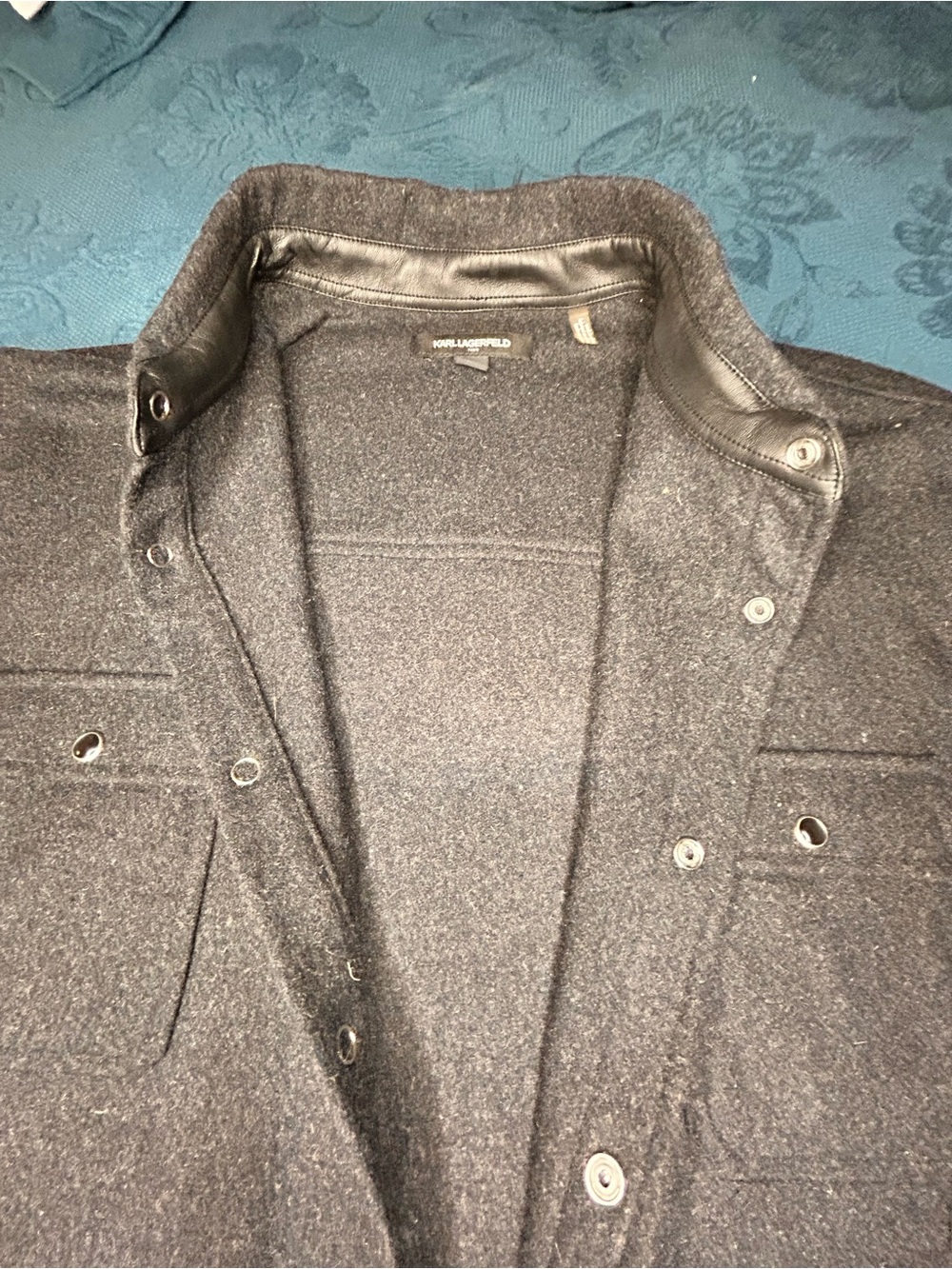 Karl Lagerfeld wool charcoal grey  top shirt jacket